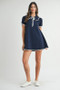 MABLE Ruffle Trimmed Collar Fine Knit Mini Dress