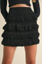 MABLE Ruffled Detail High Waist Knit Mini Skirt