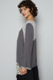 POL Contrast Button Front Long Sleeve Knit Top