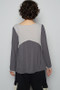 POL Contrast Button Front Long Sleeve Knit Top