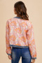 Annie Wear Floral Jacquard Denim Contrast Button Down Jacket