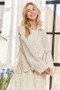 ADORA Crochet Lace Long Sleeves Button Down Shirt