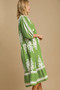 Umgee Printed Notched Midi Dress