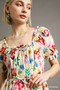 Umgee Floral Print Puff Sleeve Mini Dress