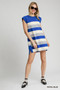 Umgee French Terry Side Slit Striped Mini Dress