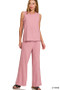 Zenana Cotton Slub Tank and Pants Set