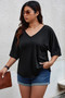 Plus Size Solid Drop Shoulder Short Sleeve Shirt