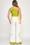Bow One Shoulder Top With Print Pants Set​​