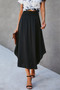 Solid Shirred Waist Asymmetrical Hem Flared Skirt