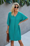 Solid Batwing Short Sleeve Sleeve Tunic Dress
