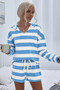 Two Pieces Striped Pajama Oversized Long Sleeves Set