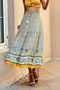 High Rise Drawstring Ruffled Maxi Skirt