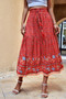 High Rise Drawstring Ruffled Maxi Skirt