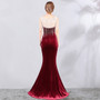 diamond chain velvet evening dress Formal Party long slim and elegant mermaid Prom Dress