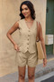 Button Down Pleated Linen High Waisted Sets