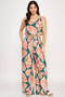 Printed Sleeveless Bubble Hem Top And Paper Bag Waist Pants Set
