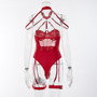 Nightclub sexy mesh See-Through erotic lingerie set jumpsuit