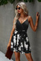Floral V Neck Spaghetti Strap Belted Cami Dress