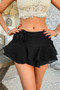 Floral Decoration Solid Ruched Waist Ruffle Skirt