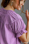 Umgee Heart Pattern Short Sleeve Ruffle Babydoll Dress