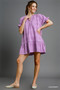 Umgee Heart Pattern Short Sleeve Ruffle Babydoll Dress