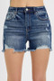 RISEN Distressed Raw Hem Denim Shorts