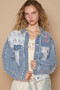 POL Crochet Patch Embroidered Button Up Jacket