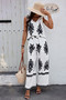 Floral Knot Shoulder Sleeveless Elastic Waist Sets