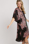 Umgee Satin Border Print Short Sleeve Open Front Kimono
