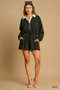 Umgee Half Zip Romper with Drawstring Waist