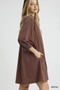 Umgee Notched Shift Dress with Trim Detail