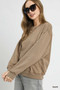 Umgee Cable Texture Pattern Sweatshirt with Ribbed Hem