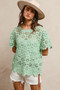 BiBi Openwork Crochet Short Sleeve Knit Top