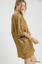 Umgee Metallic Leopard Print V-Neck Kimono Dress