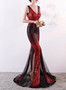 Long deep v sequined mermaid host performance nightclub party dress annual meeting Formal Party car model evening dress