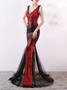 Long deep v sequined mermaid host performance nightclub party dress annual meeting Formal Party car model evening dress