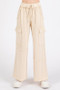 Mittoshop Mineral Wash Elastic Waist Cargo Wide Leg Pants