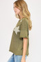 Umgee Full Size Star Patched Mineral Washed French Terry Top Plus Size