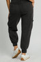 Umgee Full Size Mineral Washed Elastic Waist Cargo Pants Plus Size