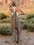 Double Take Printed V-Neck Sleeveless Jumpsuit
