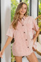 BiBi Mineral Washed Leopard Print Short Sleeve Shirt
