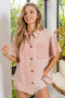 BiBi Mineral Washed Leopard Print Short Sleeve Shirt