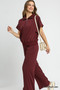 Umgee Full Size Half-Zip Short Sleeve Top Plus Size