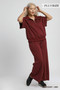 Umgee Full Size Half-Zip Short Sleeve Top Plus Size