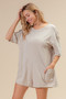BiBi Short Sleeve Back Open Washed Romper