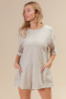 BiBi Short Sleeve Back Open Washed Romper