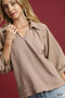 Umgee Oversized Balloon Sleeve Textured Blouse