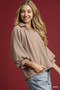 Umgee Oversized Balloon Sleeve Textured Blouse