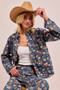BiBi Washed Florla Print Denim Jacket