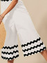 SO ME Scallop Ric Rac Trimmed Wide Leg Jumpsuit